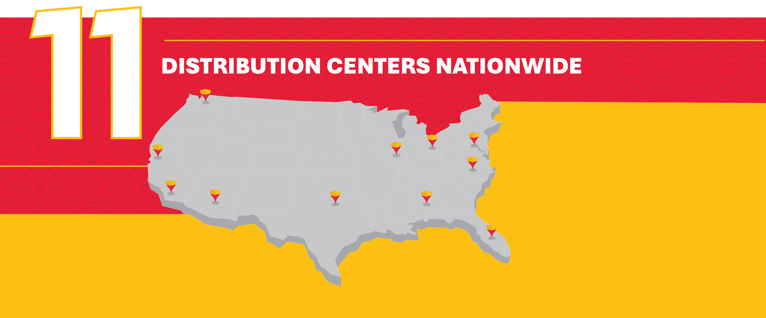 Map of 11 SLAM distribution centers across the United States